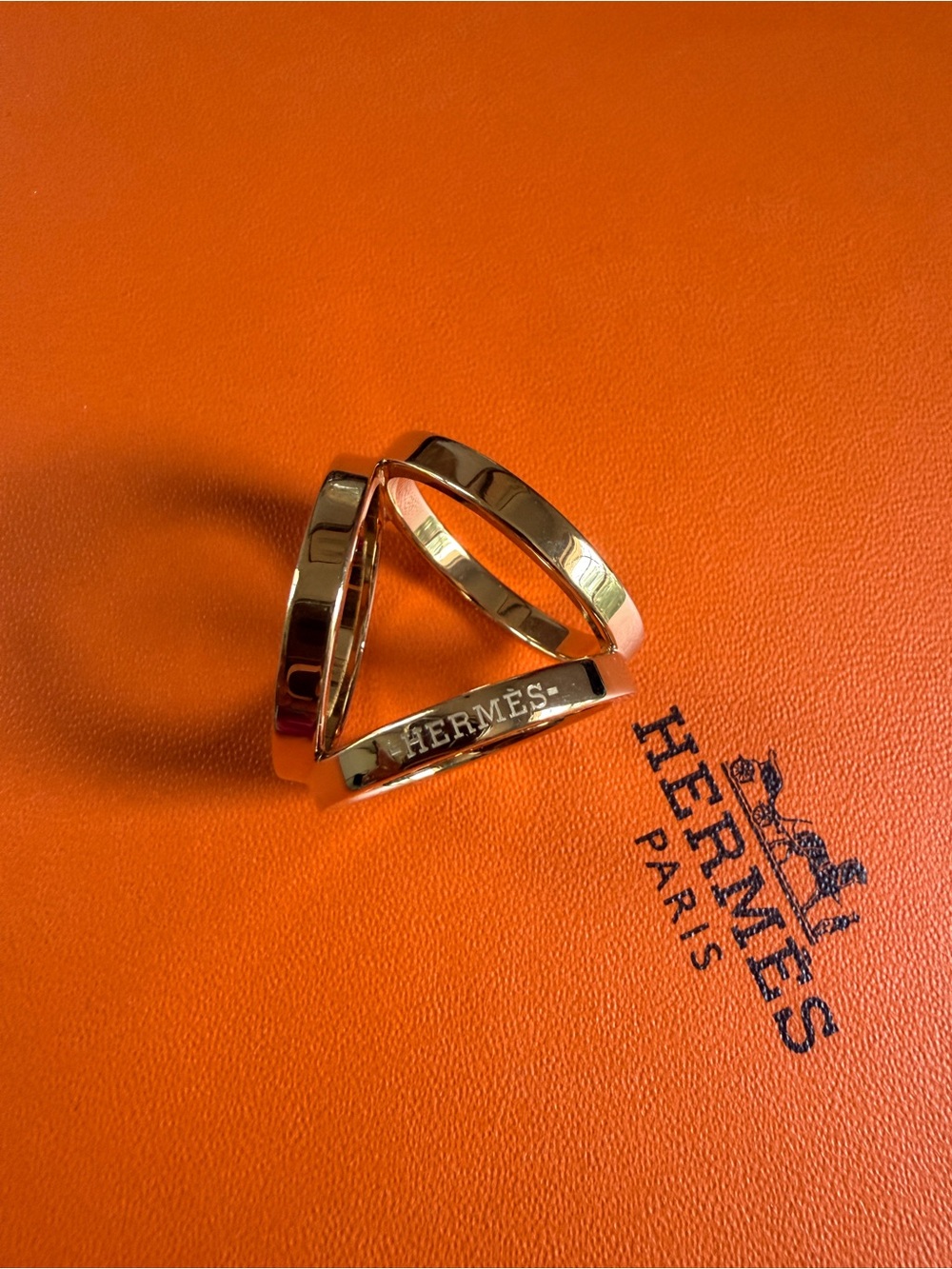 Hermes Gold-Tone Trio Scarf Ring 90